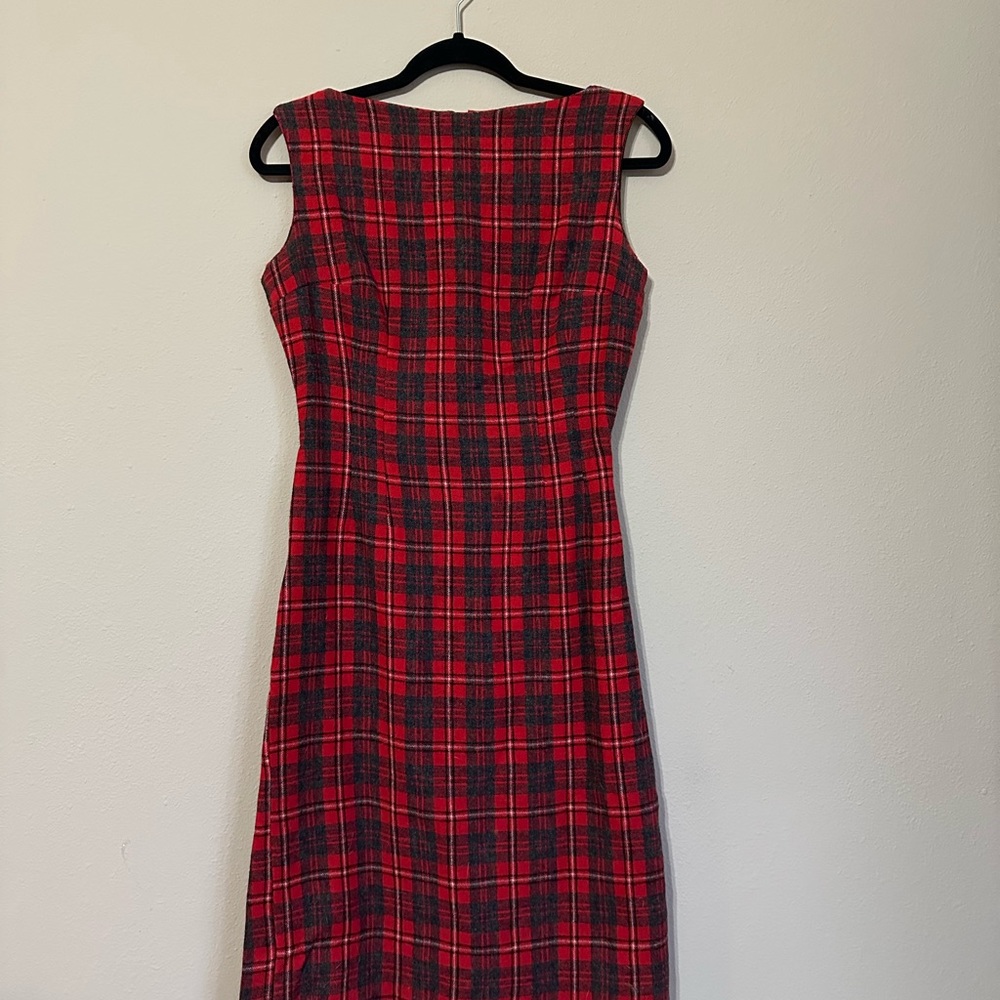 Vintage Handmade Wool Plaid Pencil Dress